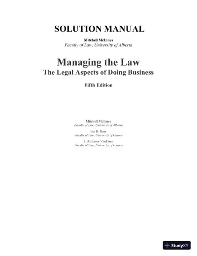 Managing The Law: The Legal Aspects Of Doing Business, 1st Edition Solution Manual - Page 1 preview image