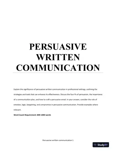 Persuasive Written Communication - Page 1 preview image