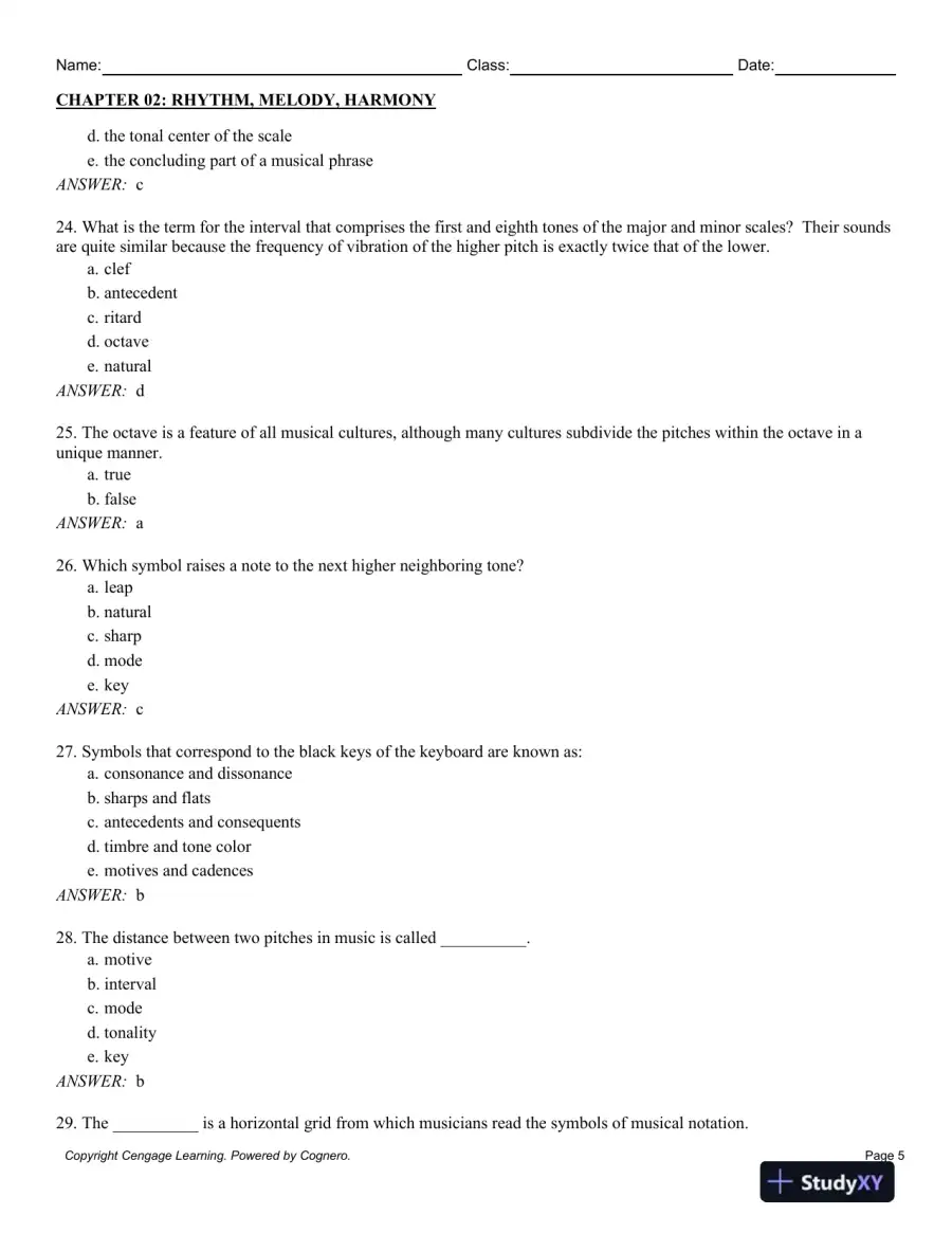 Listening to Western Music 8th Edition Test Bank, page 11