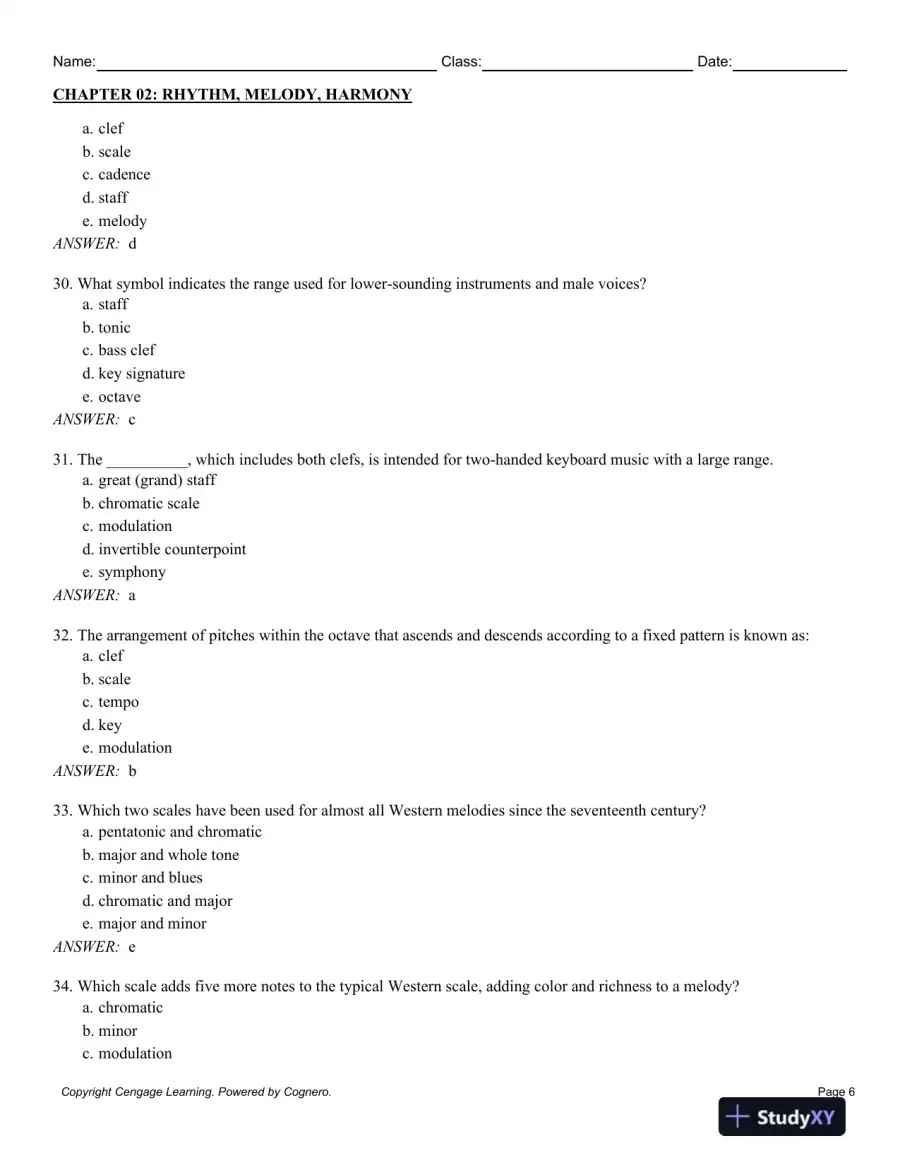 Listening to Western Music 8th Edition Test Bank, page 12