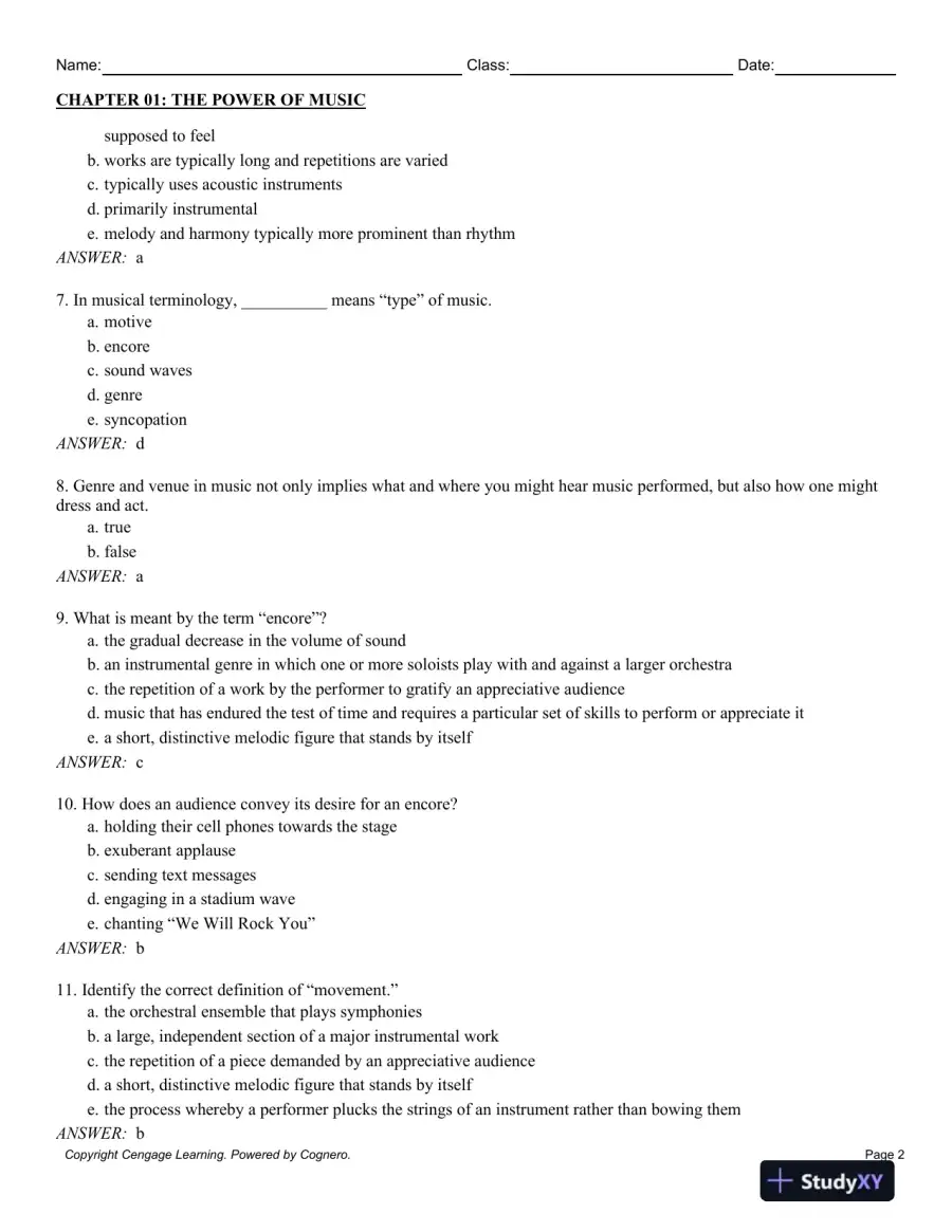 Listening to Western Music 8th Edition Test Bank, page 3