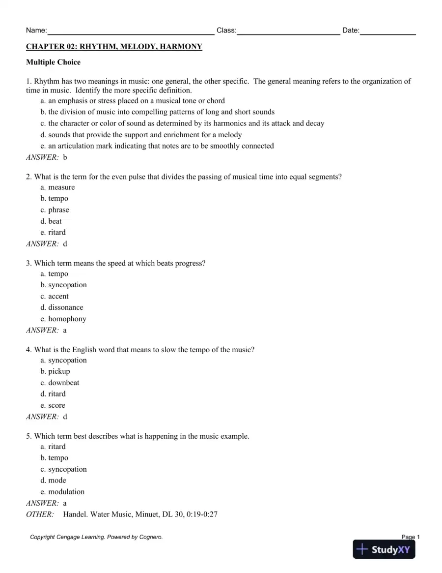 Listening to Western Music 8th Edition Test Bank, page 7