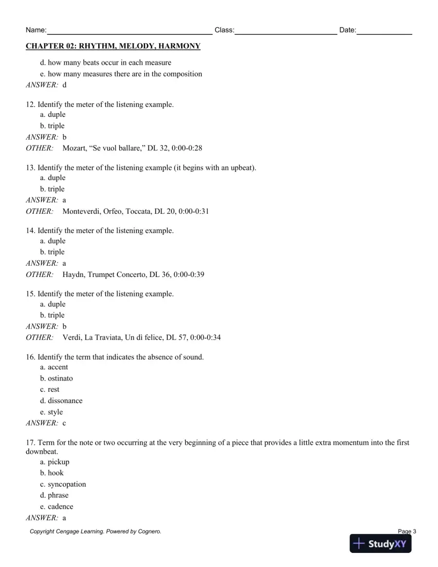 Listening to Western Music 8th Edition Test Bank, page 9