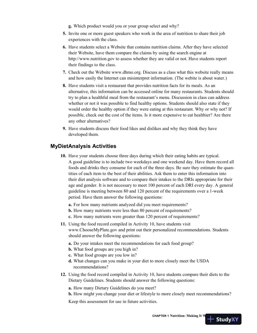 Solution Manual for Nutrition for Life, 4th Edition, page 10