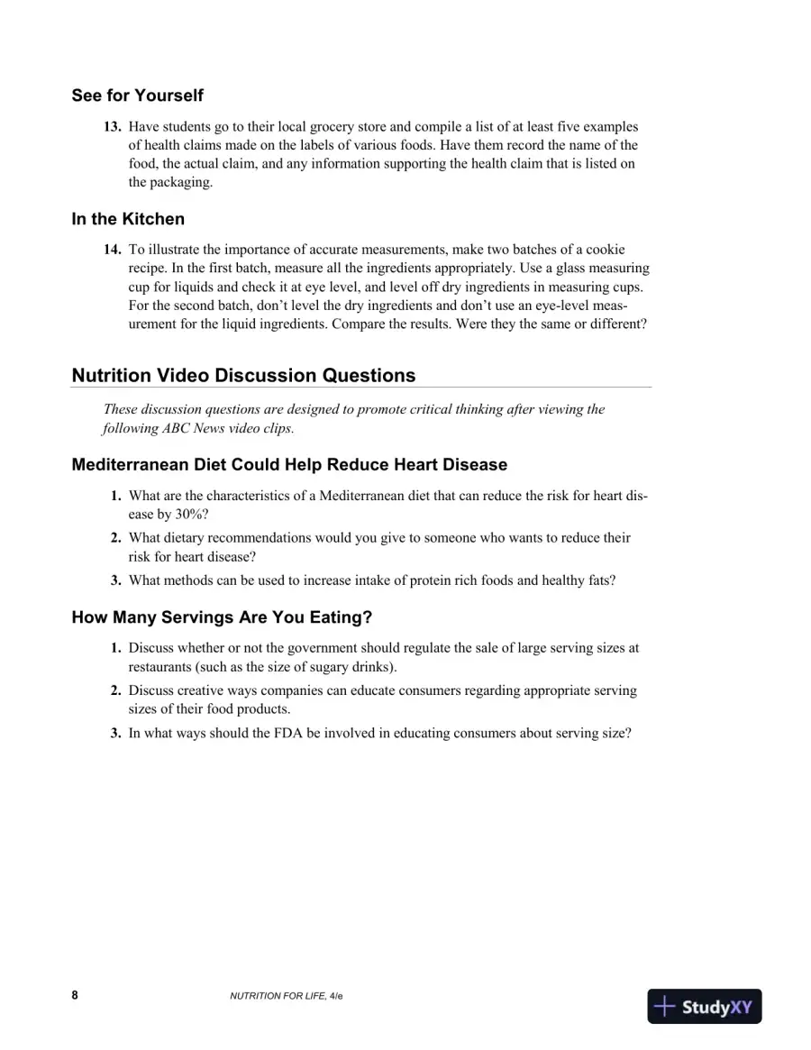 Solution Manual for Nutrition for Life, 4th Edition, page 11