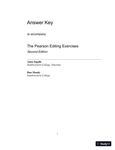 Solution Manual for Pearson Editing Exercises, The, 2nd Edition - Page 1 preview image