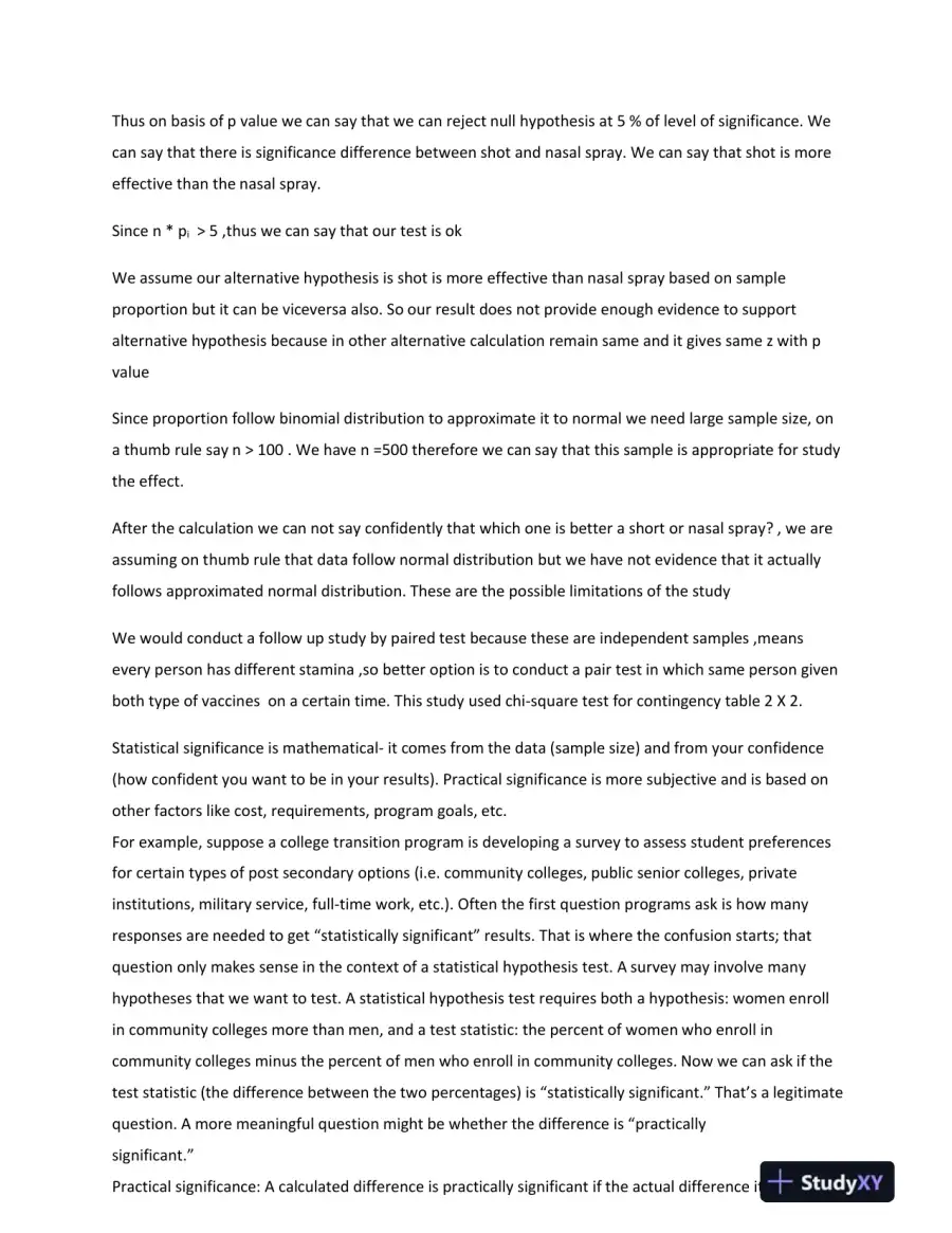 Analyzing the Effectiveness of Vaccines and Understanding Statistical Significance in Research, page 3