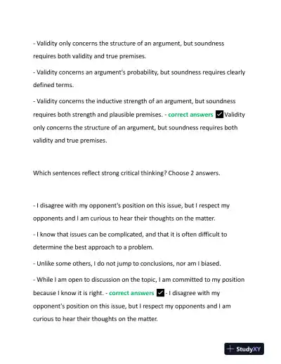 2023 WGU D265 Critical Thinking: Reason and Evidence Exam With Answers (124 Solved Questions) - Page 15 preview image