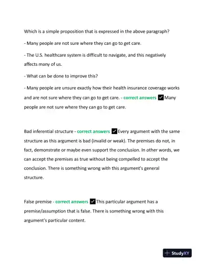 2023 WGU D265 Critical Thinking: Reason and Evidence Exam With Answers (124 Solved Questions) - Page 6 preview image