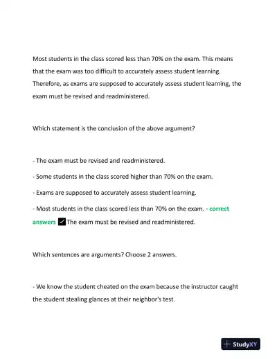 2023 WGU D265 Critical Thinking: Reason and Evidence Exam With Answers (124 Solved Questions) - Page 8 preview image