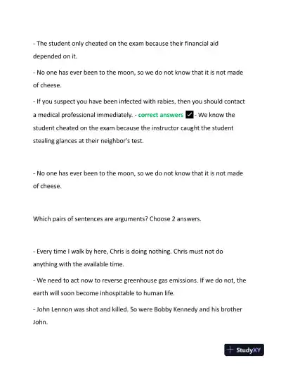 2023 WGU D265 Critical Thinking: Reason and Evidence Exam With Answers (124 Solved Questions) - Page 9 preview image