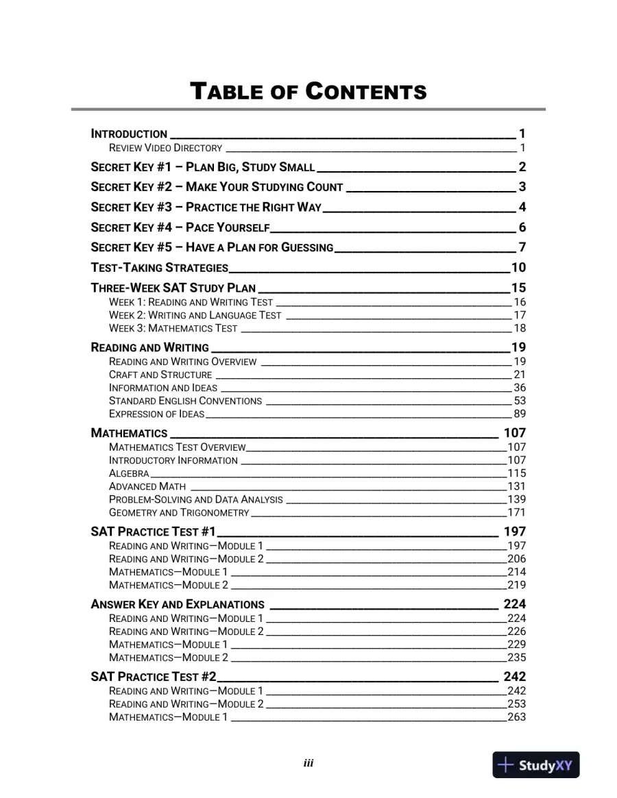 Digital SAT Study Guide 2024-2025: 3 Full-Length Exams, Math, Reading and Writing Sections, 9th Edition (2024), page 10