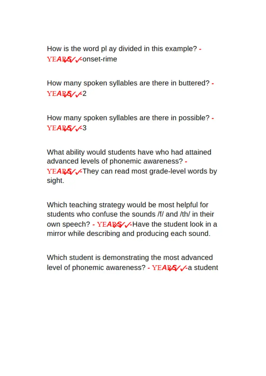 LETRS Unit 2 Assessment Questions and Answers, page 2