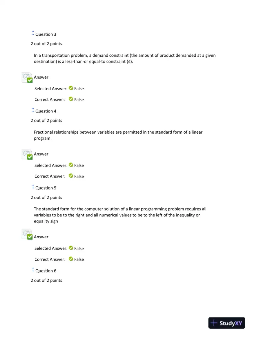 Quiz 4: Quantitative Methods: Linear Programming and Optimization Problems, page 3