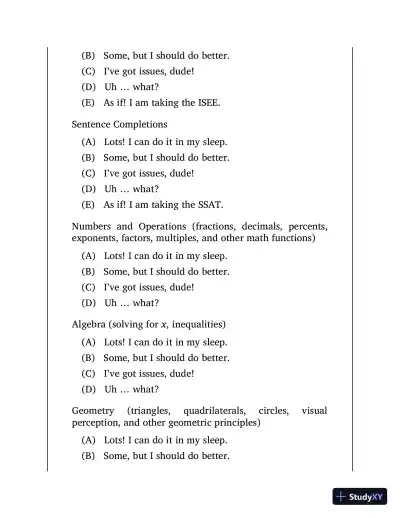 900 Practice Questions for the Upper Level SSAT and ISEE (2014) - Page 12 preview image