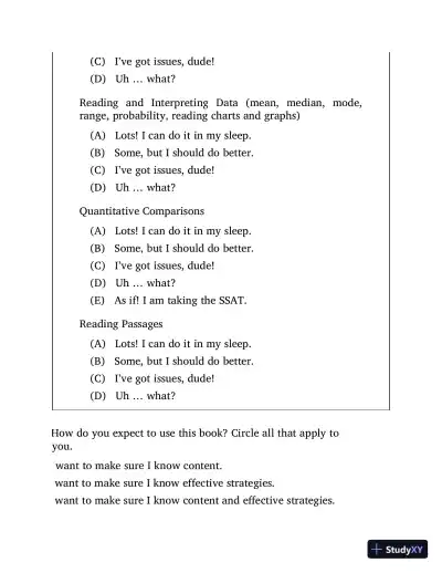 900 Practice Questions for the Upper Level SSAT and ISEE (2014) - Page 13 preview image