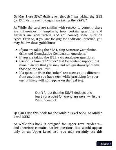 900 Practice Questions for the Upper Level SSAT and ISEE (2014) - Page 17 preview image
