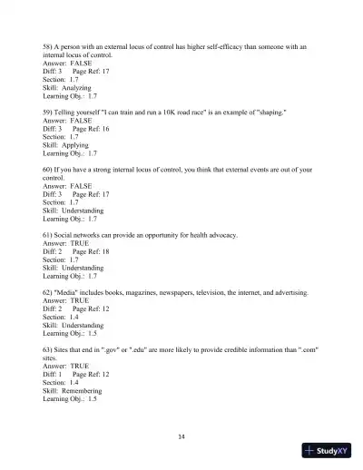 Test Bank for Choosing Health, 3rd Edition - Page 15 preview image