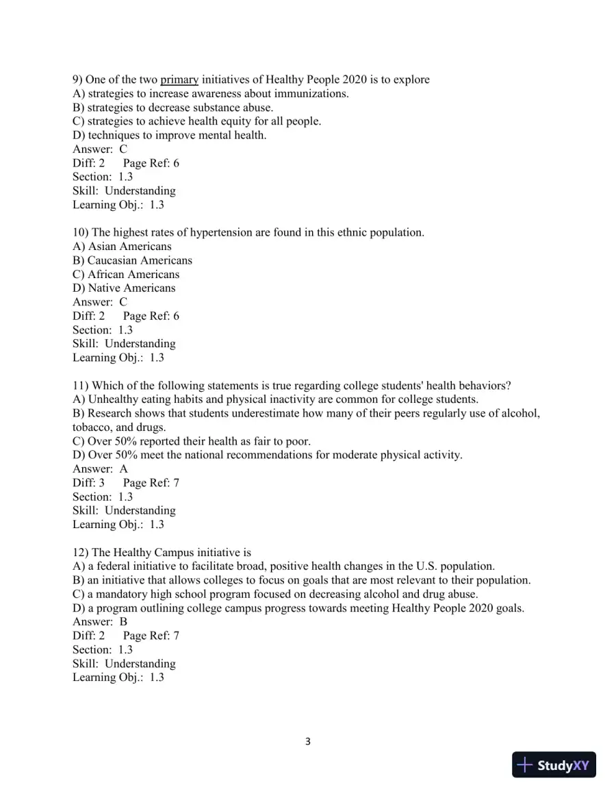 Test Bank for Choosing Health, 3rd Edition, page 4