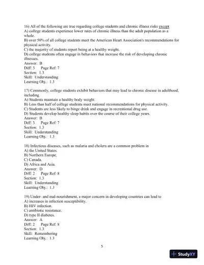 Test Bank for Choosing Health, 3rd Edition - Page 6 preview image