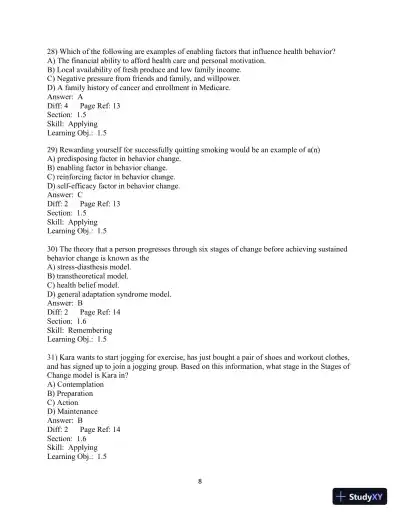 Test Bank for Choosing Health, 3rd Edition - Page 9 preview image