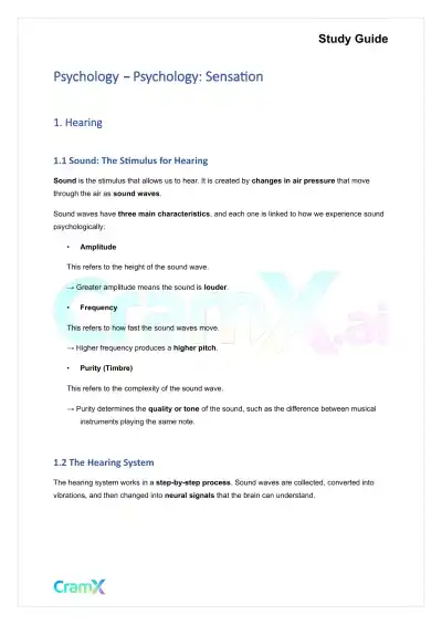 Psychology - Psychology Sensation - Page 1 preview image