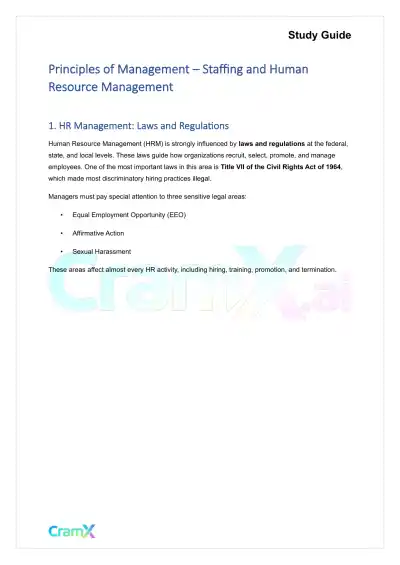 Principles of Management - Staffing and Human Resource Management - Page 1 preview image