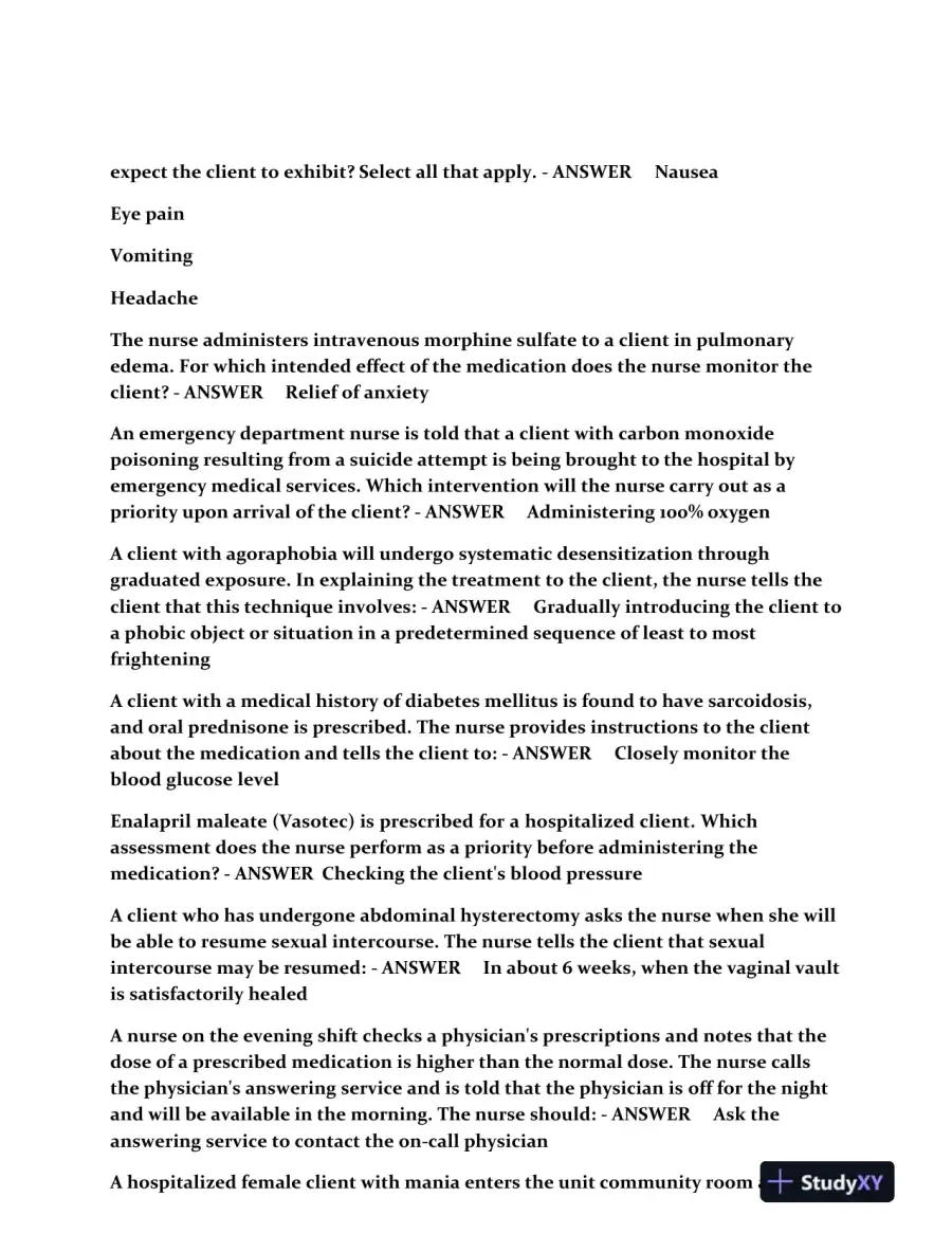 2023 NCLEX Clinical Analysis Review Study Guide Comprehensive With Answers (260 Solved Questions), page 3