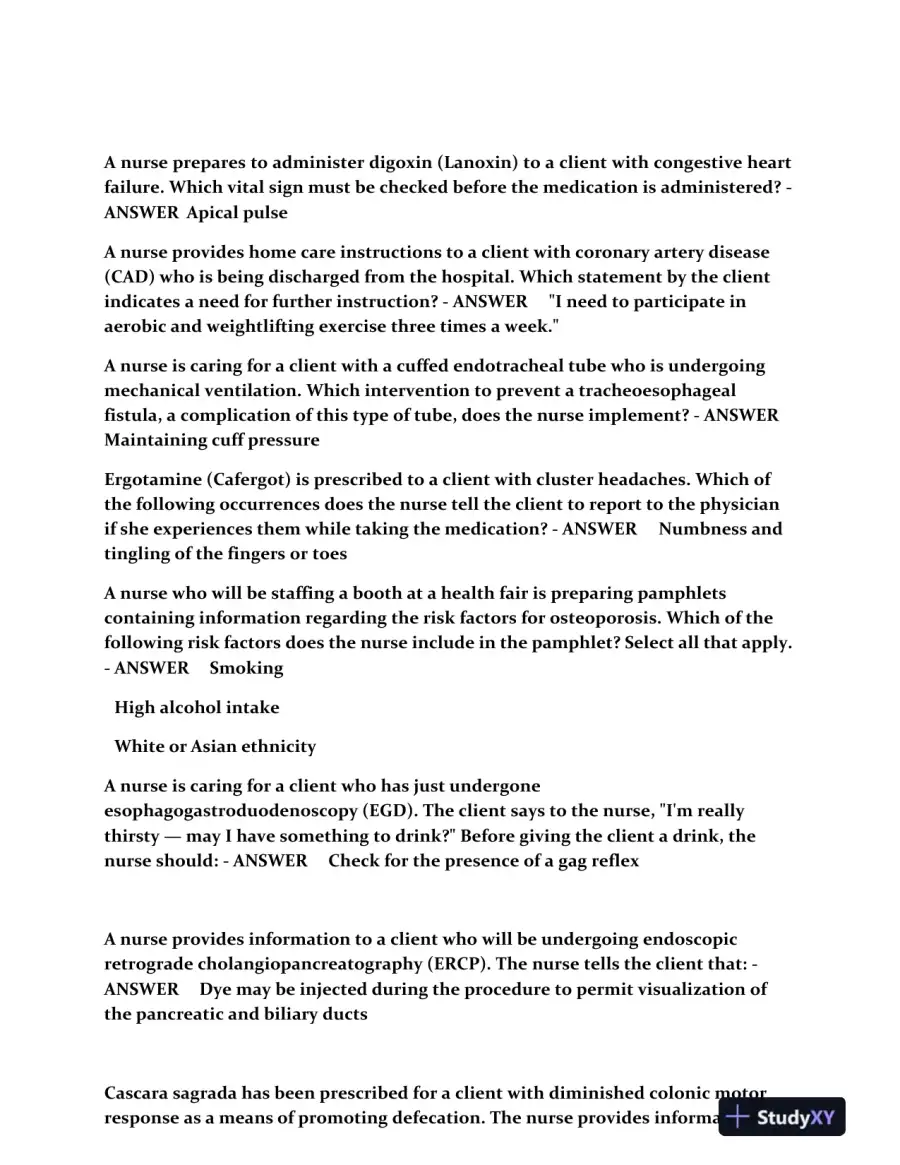 2023 NCLEX Clinical Analysis Review Study Guide Comprehensive With Answers (260 Solved Questions), page 6