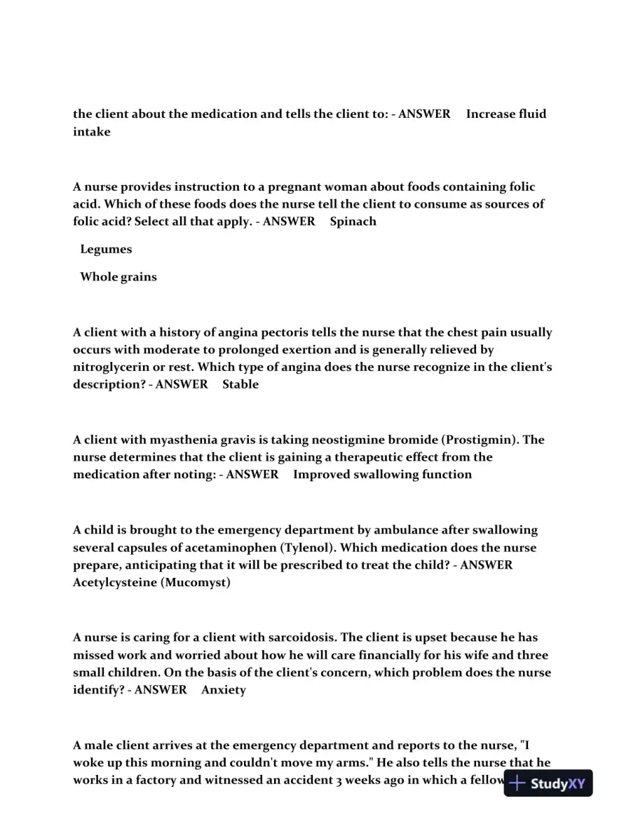 2023 NCLEX Clinical Analysis Review Study Guide Comprehensive With Answers (260 Solved Questions), page 7