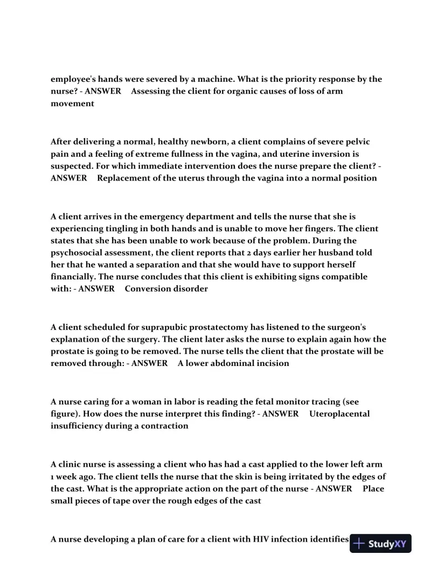 2023 NCLEX Clinical Analysis Review Study Guide Comprehensive With Answers (260 Solved Questions), page 8