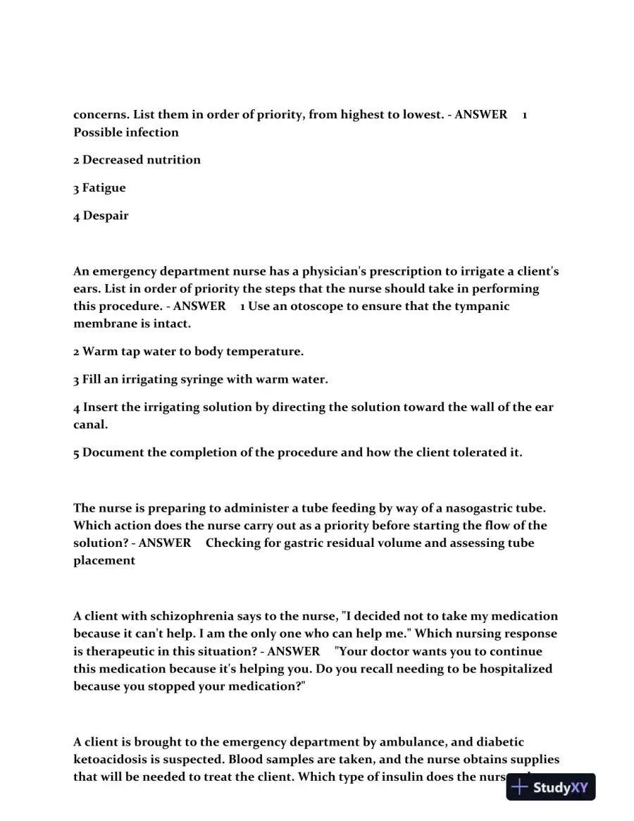 2023 NCLEX Clinical Analysis Review Study Guide Comprehensive With Answers (260 Solved Questions), page 9