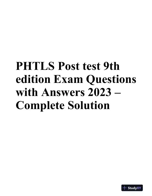 2023 PHTLS Physics Practice Exam With Answers (75 Solved Questions) - Page 1 preview image