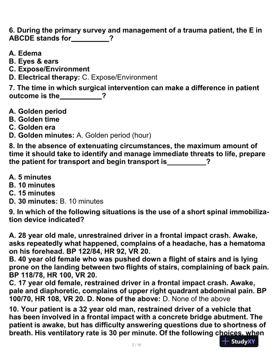 2023 PHTLS Physics Practice Exam With Answers (75 Solved Questions), page 4