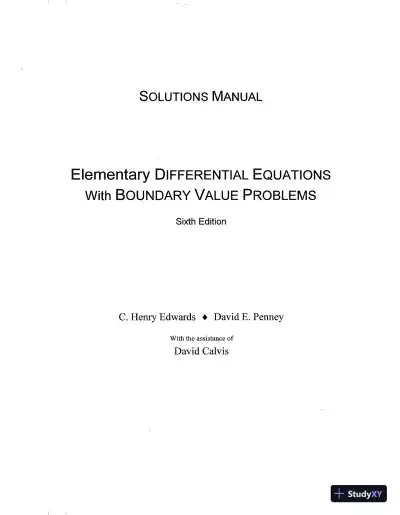 Solution Manual for Elementary Differential Equations with Boundary Value Problems (Classic Version), 6th Edition - Page 1 preview image