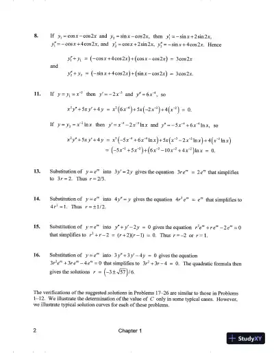 Solution Manual for Elementary Differential Equations with Boundary Value Problems (Classic Version), 6th Edition - Page 7 preview image
