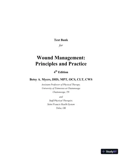 Test Bank for Wound Management: Principles and Practices, 4th Edition - Page 1 preview image