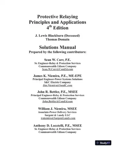 Solution Manual For Protective Relaying: Principles and Applications, 4th Edition - Page 1 preview image