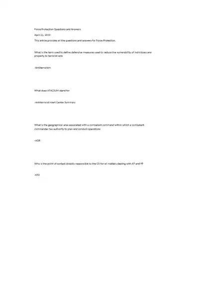 Force Protection Training - Page 1 preview image
