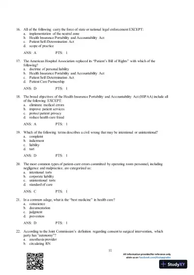 Test Bank For Surgical Technology for the Surgical Technologist: A Positive Care Approach, 4th Edition - Page 12 preview image