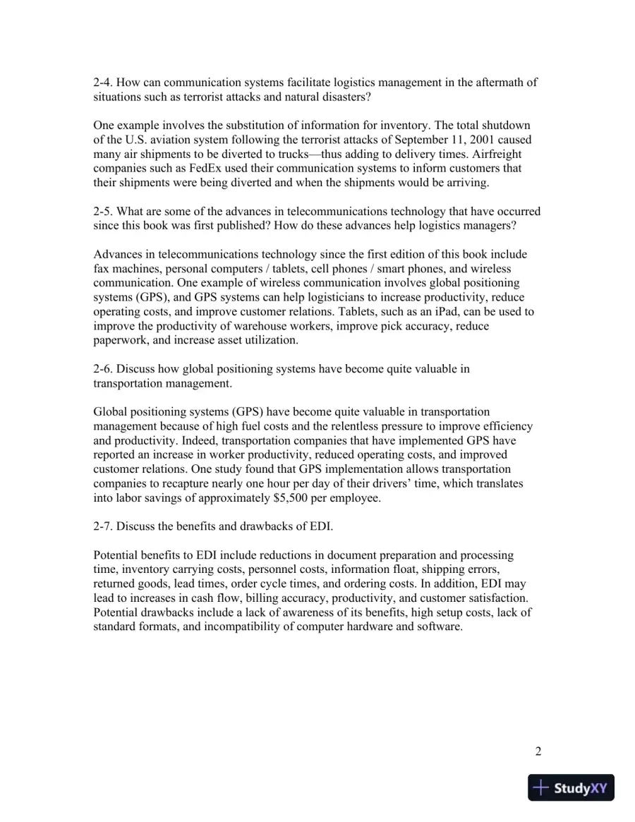 Contemporary Logistics , 12th Edition Solution Manual, page 12