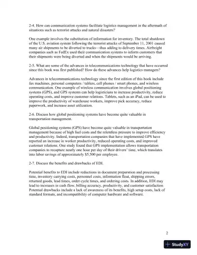 Contemporary Logistics , 12th Edition Solution Manual - Page 12 preview image