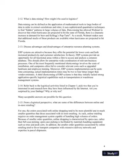 Contemporary Logistics , 12th Edition Solution Manual - Page 14 preview image