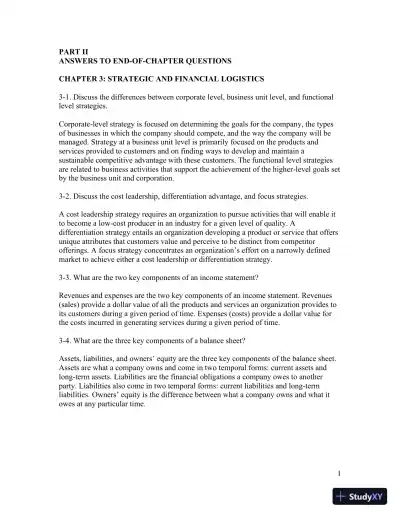 Contemporary Logistics , 12th Edition Solution Manual - Page 19 preview image