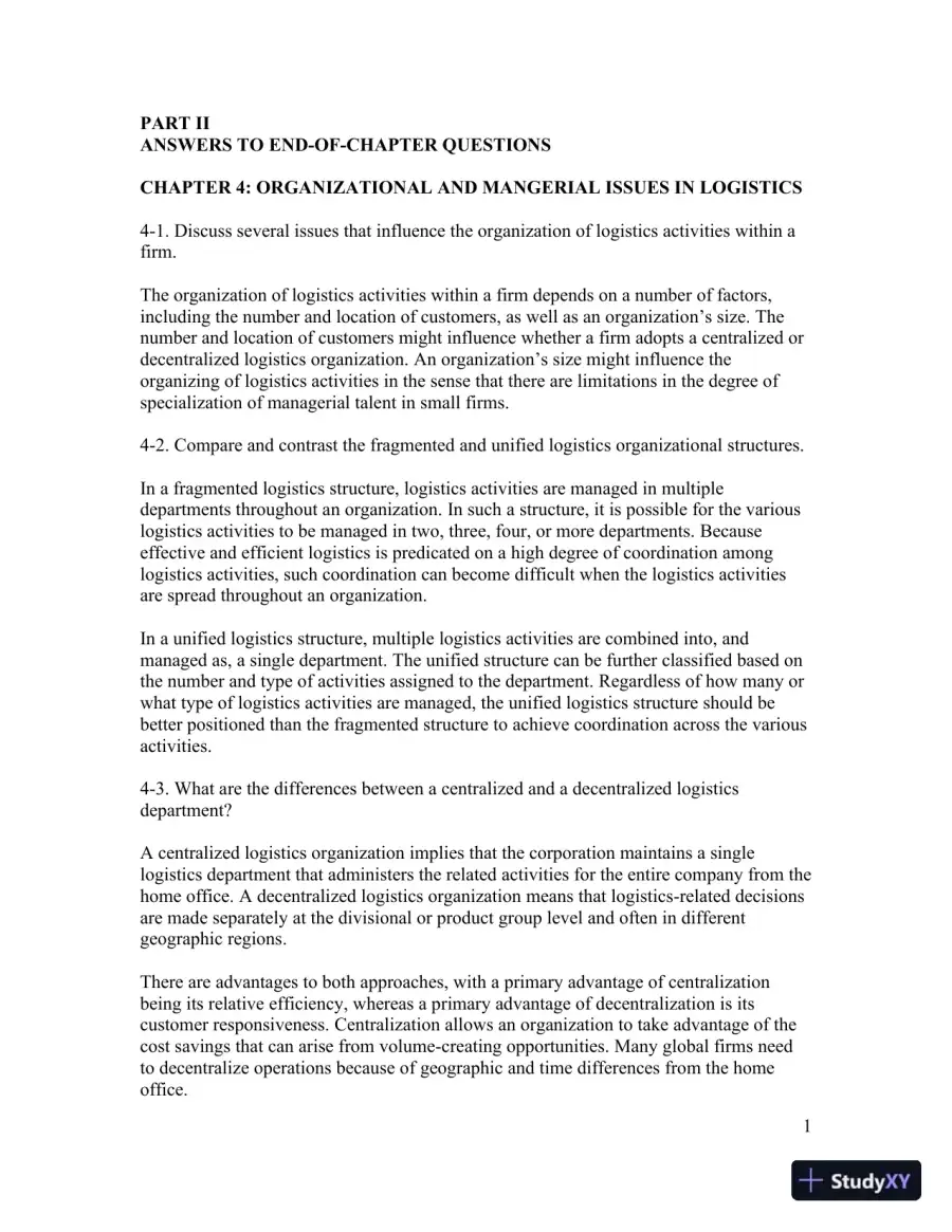Contemporary Logistics , 12th Edition Solution Manual, page 29