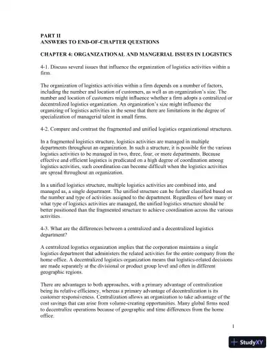 Contemporary Logistics , 12th Edition Solution Manual - Page 29 preview image