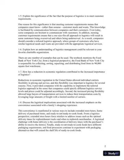 Contemporary Logistics , 12th Edition Solution Manual - Page 5 preview image