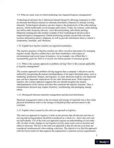 Contemporary Logistics , 12th Edition Solution Manual - Page 6 preview image