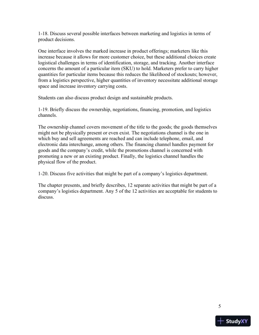 Contemporary Logistics , 12th Edition Solution Manual, page 8