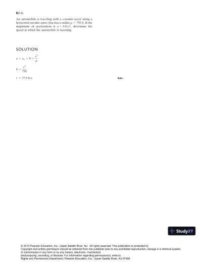 Solution Manual for Engineering Mechanics Dynamics, 13th Edition - Page 1 preview image